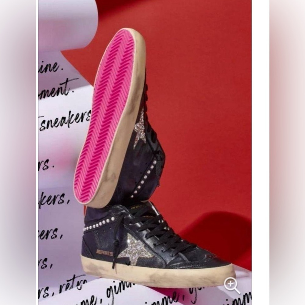 Bold Black and Pink High-Top Sneakers